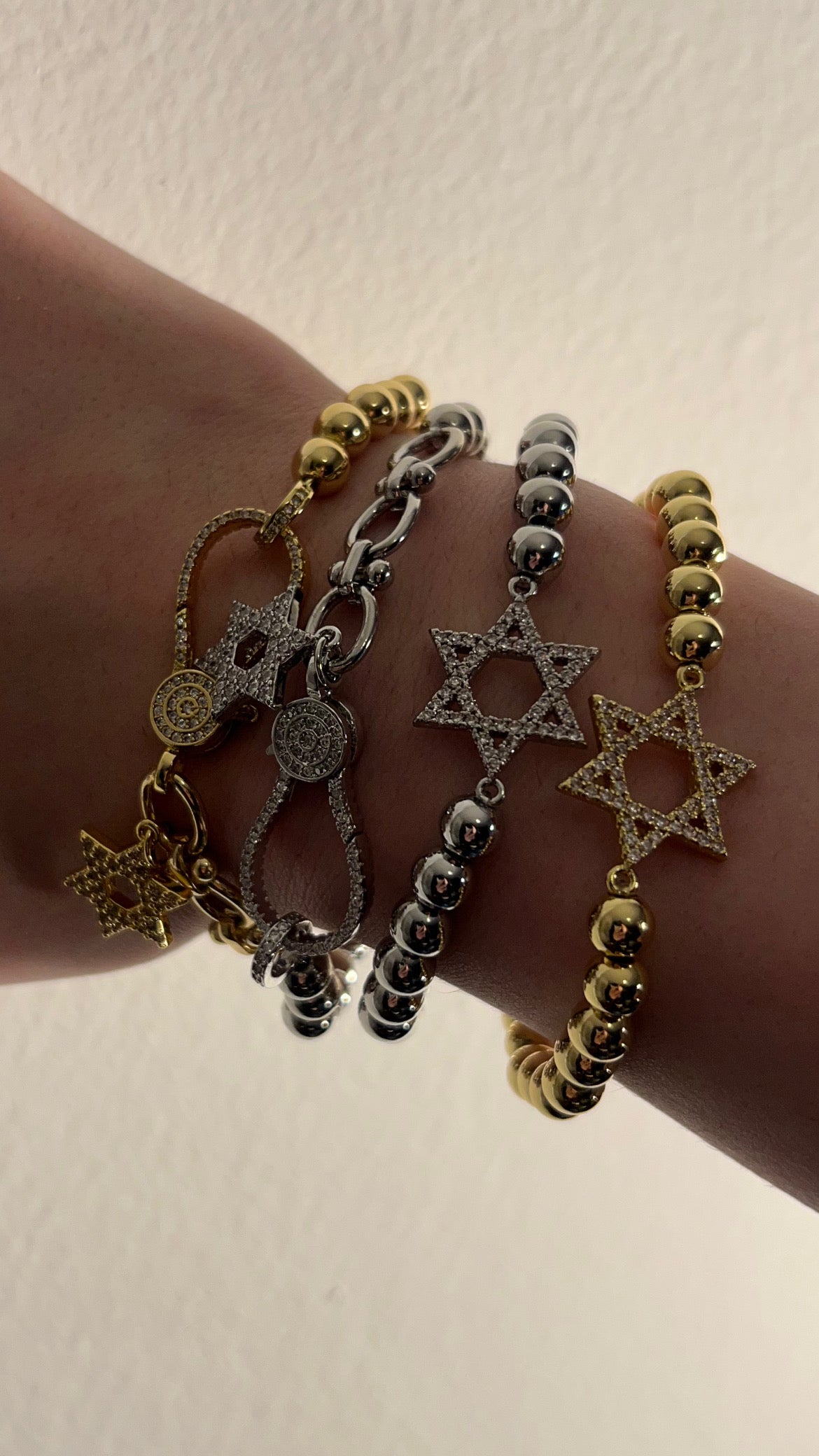 Star of David Silver Stretch Bracelet