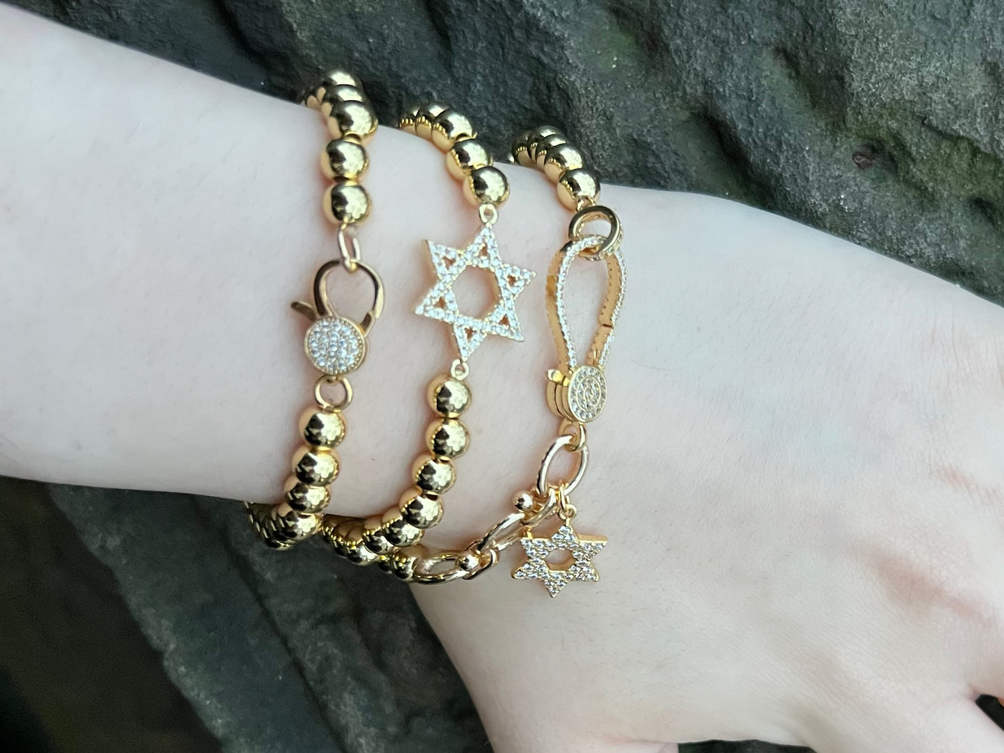 Star of David Gold Stretch Bracelet