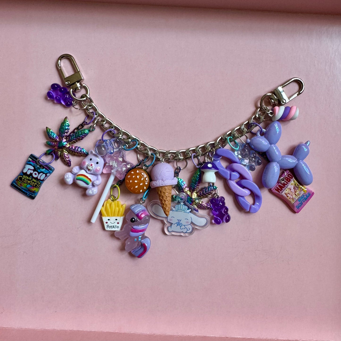 Purple Care Bear Bag Charm