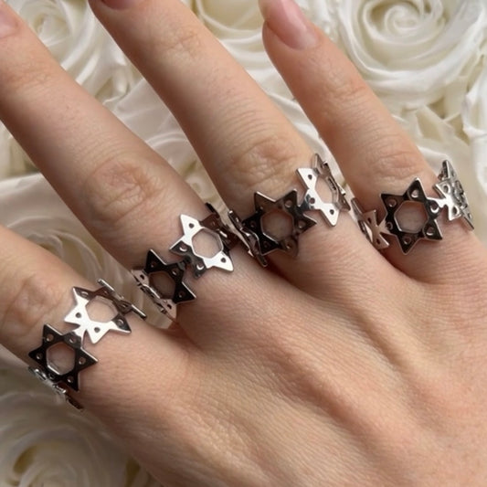 Silver Star of David Ring