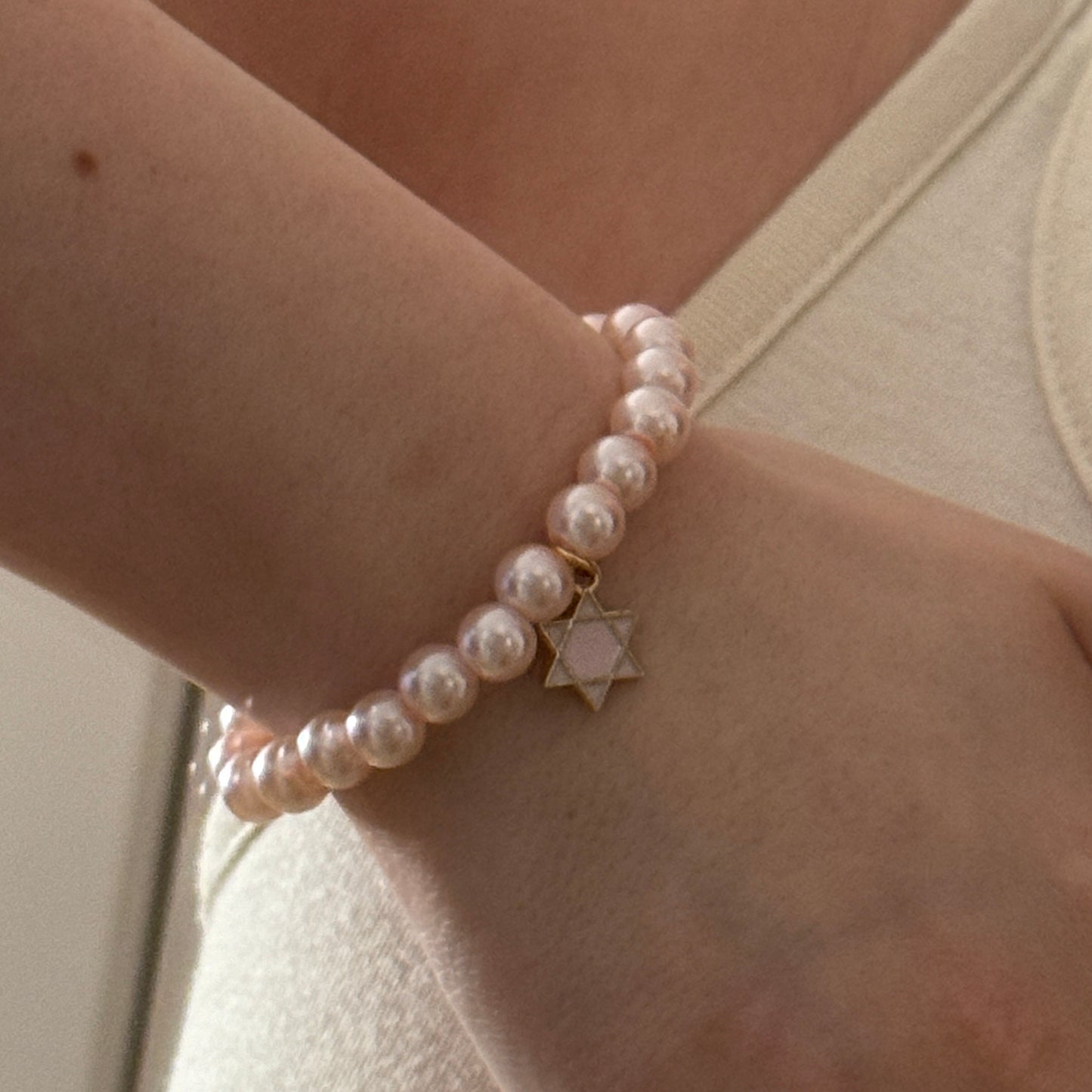 Jewish Star Pearl Bracelet