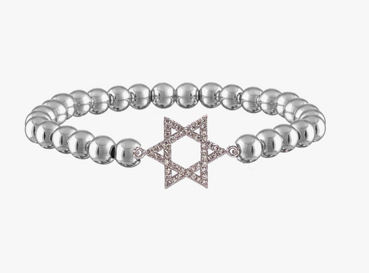 Star of David Silver Stretch Bracelet